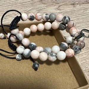 Elegant Pink and Gray Beaded Bracelets